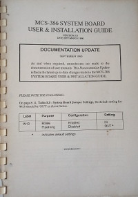 MCS-386 System Board User & Installation Guide