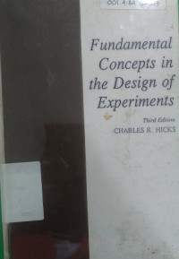 Fundamental Concept in the Design of Experiments