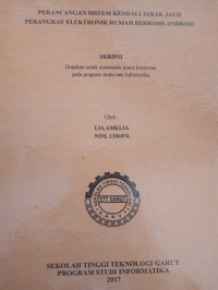 Perancangan Sistem Kendali Jarak Jauh Perangkat Elektronik Rumah Berbasis Android