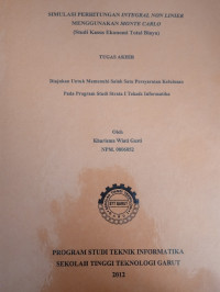 Simulasi Perhitungan Integral Non Linear Menggunakan Monte Carlo (studi kasus ekonomi total biaya )