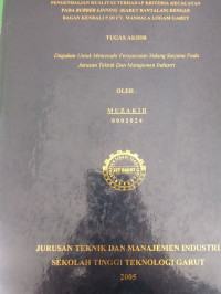 pengembangan kualitas  terhadap kriteria  kecacatan pada rubber linning  karet bantal dengan  bagan kandali p  cv. mandala logam garut