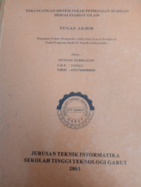 Perancangan Sistem Pakar Pembagiaan Warisan Menurut Syariat Islam