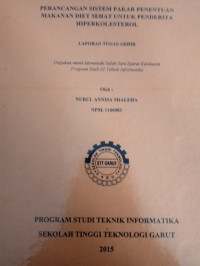 Perancanga  Sistem Pakar Penentuan  Makanan Diet Sehat Untuk Penderita Hiperkolestrol