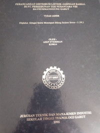 Perancangan Distribusi Listrik Jaringan Radial Di PT.Perkebunan Teh Nusantara VIII Dayeuhmanggung Garut