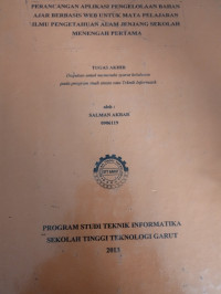 Perancangan Aplikasi Pengelolaan Bahan Ajar Berbasis Web Untuk Mata Pelajaran Ilmu Pengetahuan Alam Jenjang Sekolah Menengah Pertama