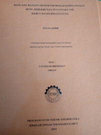 Rancangan Bangun Sistem Informasi Kepegawaian Di PT. PERKEBUNAN NUSANTARA  VIII Kebun Dayeumanggung