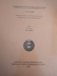 Pengembangan Sistem Informasi Simpan Pinjam ( Studi Kasus Koprasi Unit Desa (KUD) Karangpawitan Garut )